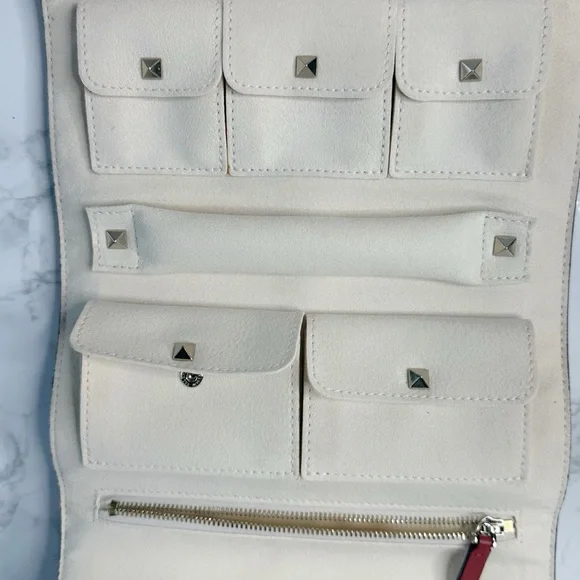 Valentino Garavani Red travel Jewelry Clutch with Silver Studs - Picture 7 of 16